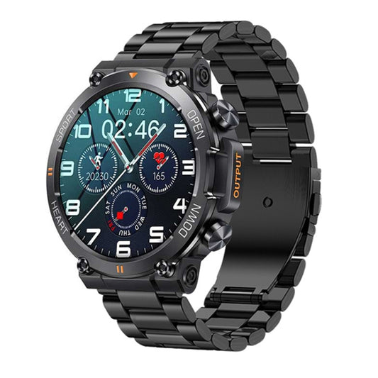 K56 Pro Bracelet intelligent en acier de 1,39 pouces avec surveillance de la fréquence cardiaque / de la pression artérielle, bracelet en acier (milanais noir), bracelet en acier (noir trois maillons), bracelet en acier (noir joint de bambou)
