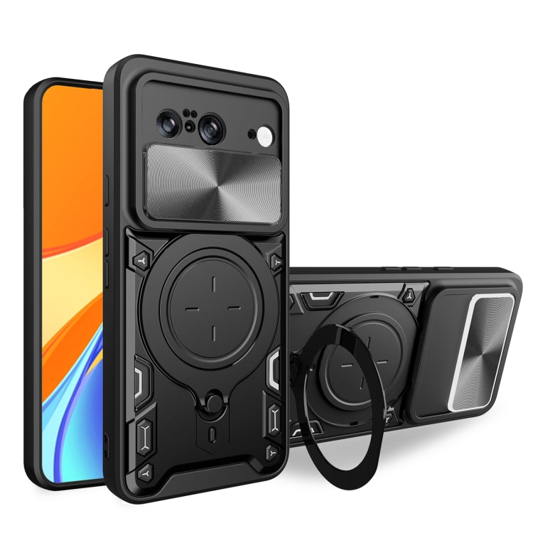 CD Texture Sliding Camshield Magnetic Holder Phone Case, For Google Pixel 10a, For Google Pixel 9 Pro XL, For Google Pixel 9 / 9 Pro, For Google Pixel 8a, For Google Pixel 8 Pro 5G, For Google Pixel 8 5G