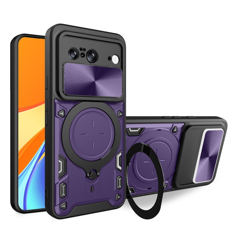 CD Texture Sliding Camshield Magnetic Holder Phone Case, For Google Pixel 10a, For Google Pixel 9 Pro XL, For Google Pixel 9 / 9 Pro, For Google Pixel 8a, For Google Pixel 8 Pro 5G, For Google Pixel 8 5G