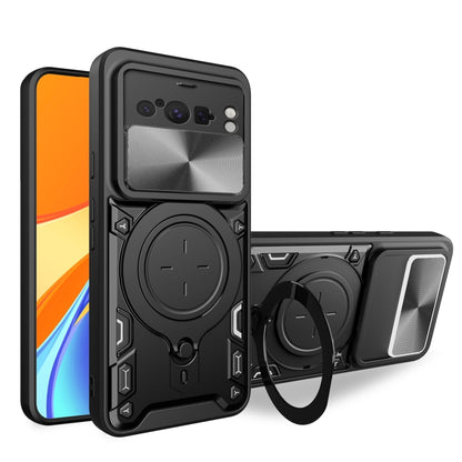 CD Texture Sliding Camshield Magnetic Holder Phone Case, For Google Pixel 10a, For Google Pixel 9 Pro XL, For Google Pixel 9 / 9 Pro, For Google Pixel 8a, For Google Pixel 8 Pro 5G, For Google Pixel 8 5G