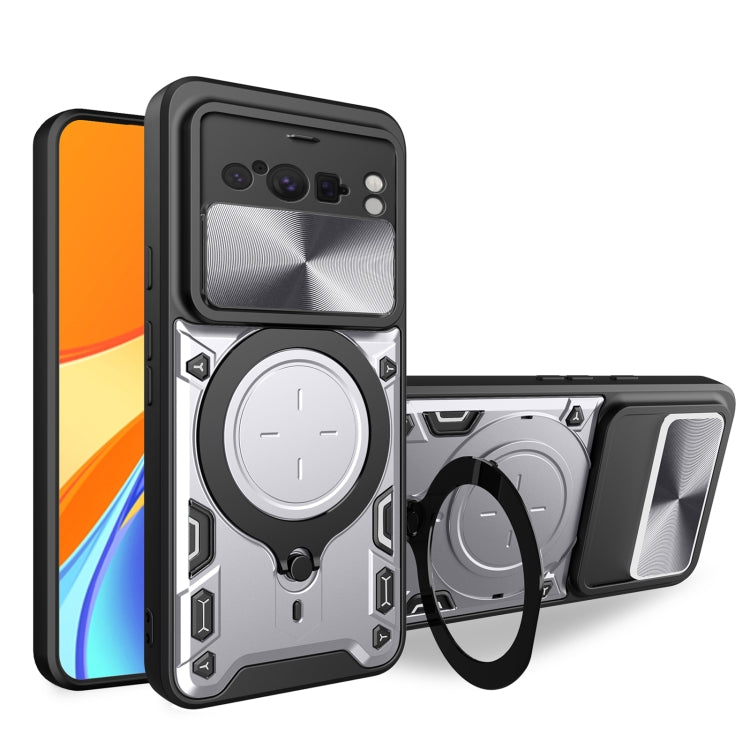 CD Texture Sliding Camshield Magnetic Holder Phone Case, For Google Pixel 10a, For Google Pixel 9 Pro XL, For Google Pixel 9 / 9 Pro, For Google Pixel 8a, For Google Pixel 8 Pro 5G, For Google Pixel 8 5G