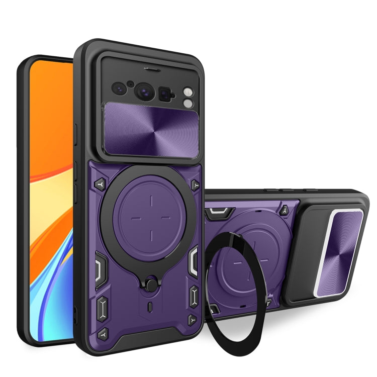 CD Texture Sliding Camshield Magnetic Holder Phone Case, For Google Pixel 10a, For Google Pixel 9 Pro XL, For Google Pixel 9 / 9 Pro, For Google Pixel 8a, For Google Pixel 8 Pro 5G, For Google Pixel 8 5G