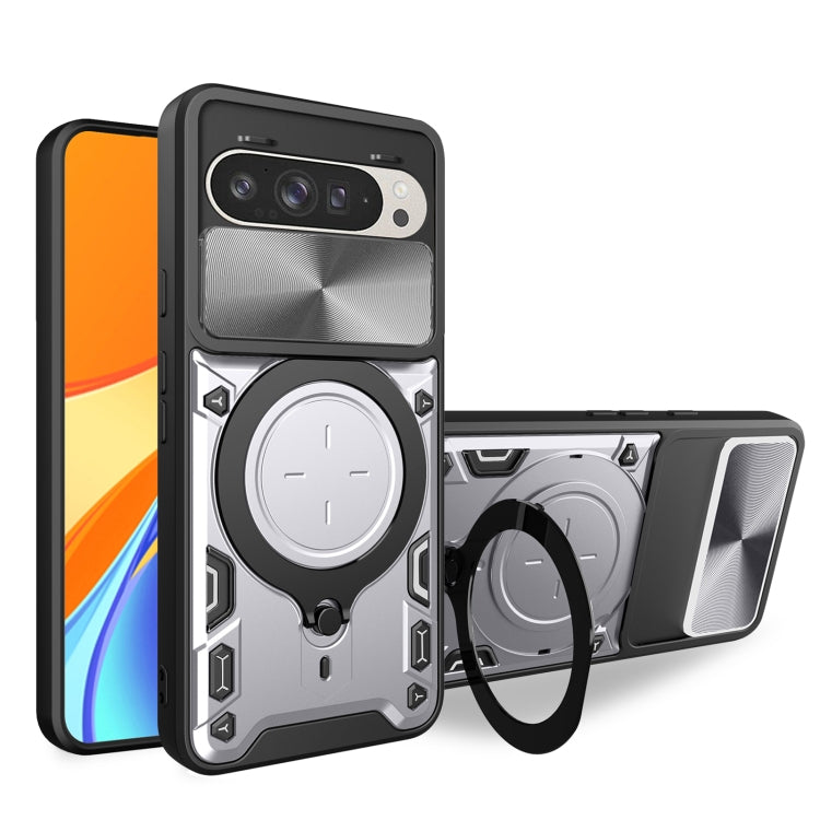 CD Texture Sliding Camshield Magnetic Holder Phone Case, For Google Pixel 10a, For Google Pixel 9 Pro XL, For Google Pixel 9 / 9 Pro, For Google Pixel 8a, For Google Pixel 8 Pro 5G, For Google Pixel 8 5G