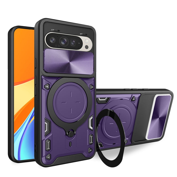CD Texture Sliding Camshield Magnetic Holder Phone Case, For Google Pixel 10a, For Google Pixel 9 Pro XL, For Google Pixel 9 / 9 Pro, For Google Pixel 8a, For Google Pixel 8 Pro 5G, For Google Pixel 8 5G