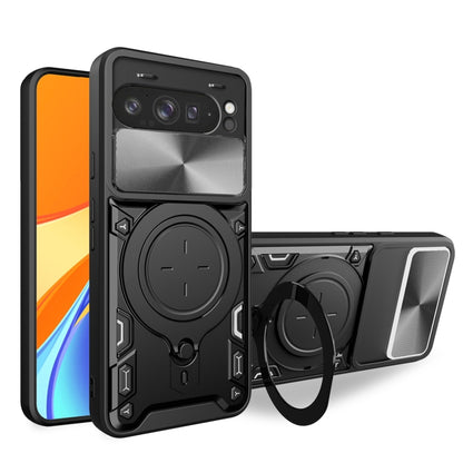 CD Texture Sliding Camshield Magnetic Holder Phone Case, For Google Pixel 10a, For Google Pixel 9 Pro XL, For Google Pixel 9 / 9 Pro, For Google Pixel 8a, For Google Pixel 8 Pro 5G, For Google Pixel 8 5G