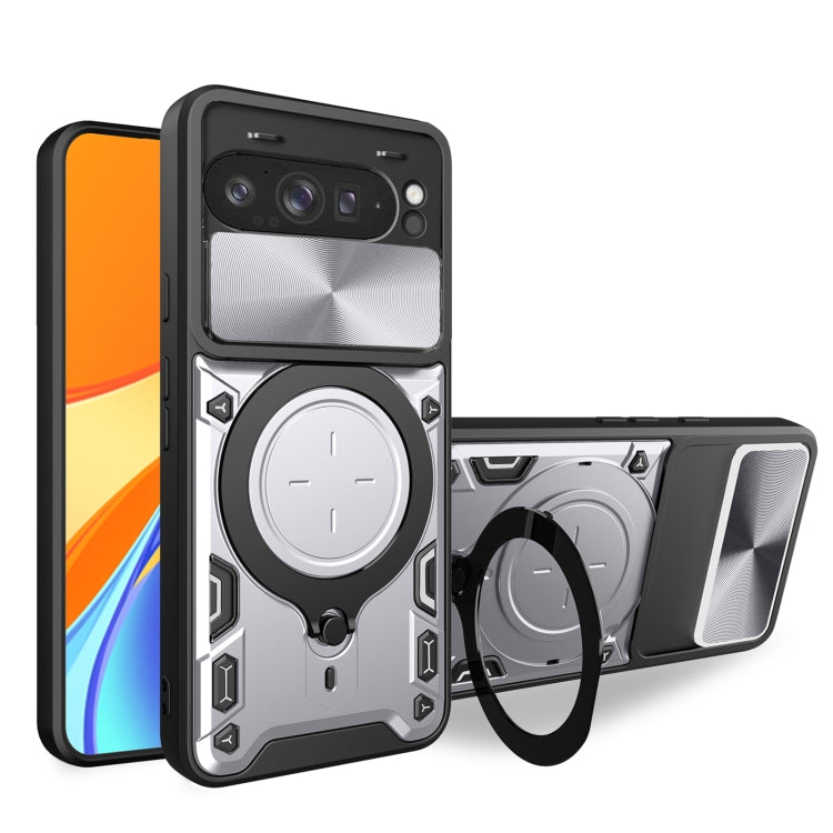CD Texture Sliding Camshield Magnetic Holder Phone Case, For Google Pixel 10a, For Google Pixel 9 Pro XL, For Google Pixel 9 / 9 Pro, For Google Pixel 8a, For Google Pixel 8 Pro 5G, For Google Pixel 8 5G