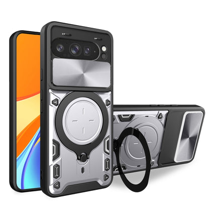 CD Texture Sliding Camshield Magnetic Holder Phone Case, For Google Pixel 10a, For Google Pixel 9 Pro XL, For Google Pixel 9 / 9 Pro, For Google Pixel 8a, For Google Pixel 8 Pro 5G, For Google Pixel 8 5G