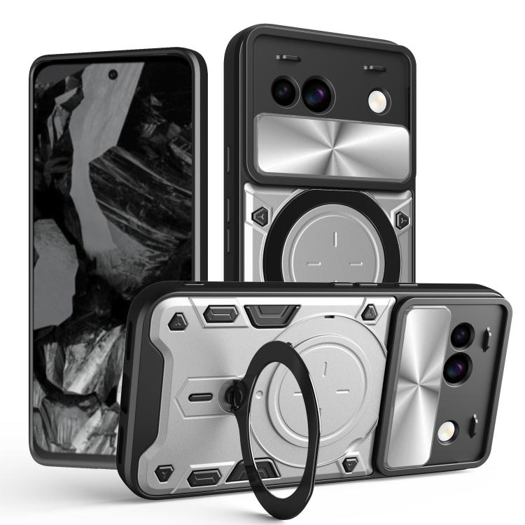 CD Texture Sliding Camshield Magnetic Holder Phone Case, For Google Pixel 10a, For Google Pixel 9 Pro XL, For Google Pixel 9 / 9 Pro, For Google Pixel 8a, For Google Pixel 8 Pro 5G, For Google Pixel 8 5G