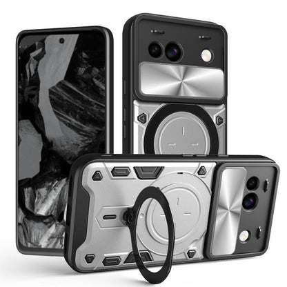 CD Texture Sliding Camshield Magnetic Holder Phone Case, For Google Pixel 10a, For Google Pixel 9 Pro XL, For Google Pixel 9 / 9 Pro, For Google Pixel 8a, For Google Pixel 8 Pro 5G, For Google Pixel 8 5G