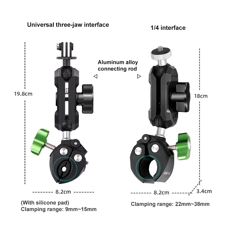 RUIGPRO Crab Clamp Action Camera Bracket, 1/4 Ball Head Mount, 1/4 Ball Head Mount with Rod, 3-claw Ball Head Mount, 3-claw Ball Head Mount with Rod, Dual-Head Crab, Dual-Head Crab with Selfie Stick, 1/4 Ball Head Dual-Head Crab with Selfie Stick������...