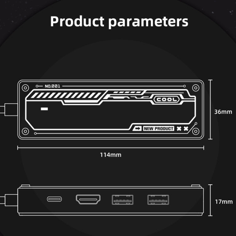 SW5R 5 in 1 Type-C to PD + USB3.0 + USB2.0 + HDMI + RJ45 HUB Docking Station, SW5R