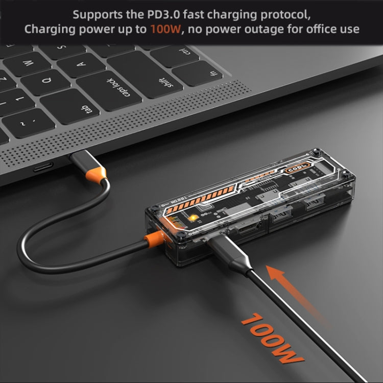 SW6V 6 in 1 Type-C to USB + HDMI + VGA + Audio 3.5 HUB Docking Station, SW6V