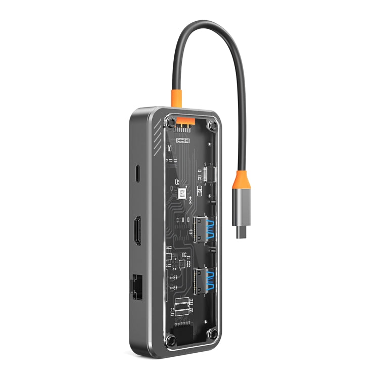 SW8V 8 in 1 Type-C to USB + HDMI + RJ45 + SD/TF HUB Docking Station, SW8V
