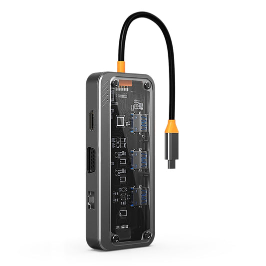 SW10V Station d'accueil HUB 10 en 1 Type-C vers USB + HDMI + VGA + RJ45 + SD/TF + Audio 3,5, SW10V
