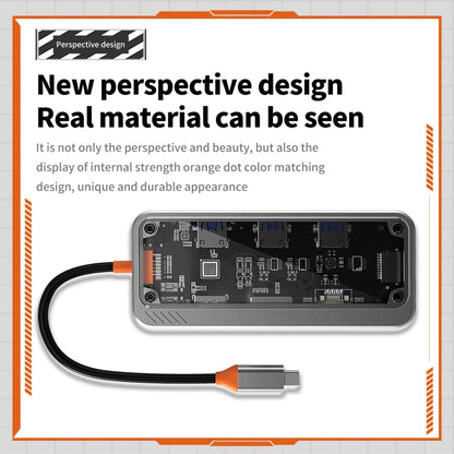 SW10V 10 in 1 Type-C to USB + HDMI + VGA + RJ45 + SD/TF + Audio 3.5 HUB Docking Station, SW10V