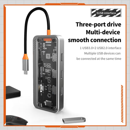 SW10V 10 in 1 Type-C to USB + HDMI + VGA + RJ45 + SD/TF + Audio 3.5 HUB Docking Station, SW10V
