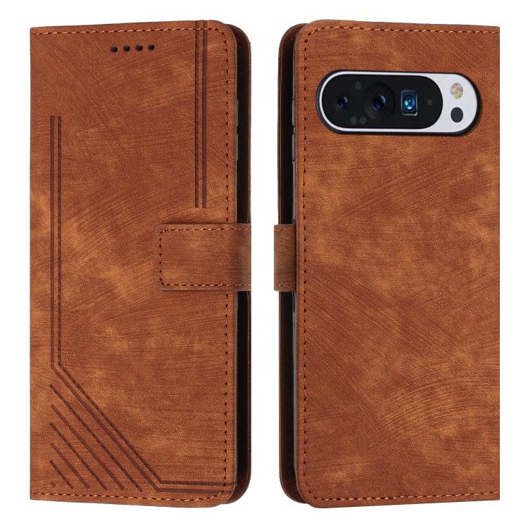 Skin Feel Stripe Pattern Leather Phone Case with Lanyard, For Google Pixel 11 Pro XL, For Google Pixel 11 / 11 Pro, For Google Pixel 10a, For Google Pixel 10 Pro XL, For Google Pixel 10 / 10 Pro, For Google Pixel 9a, For Google Pixel 8a