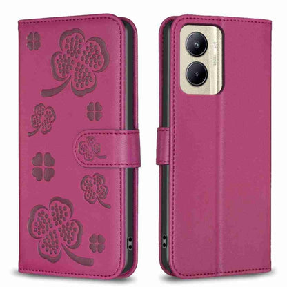 Four-leaf Embossed Leather Phone Case, For Realme 16T 5G, For Realme C53, For Realme C55, For Realme C33, For Realme C35