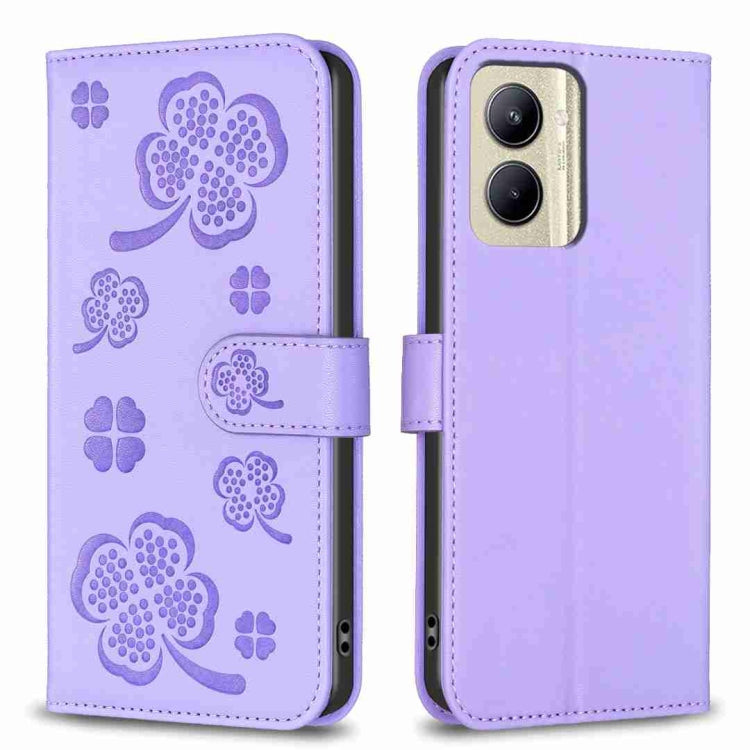 Four-leaf Embossed Leather Phone Case, For Realme 16T 5G, For Realme C53, For Realme C55, For Realme C33, For Realme C35