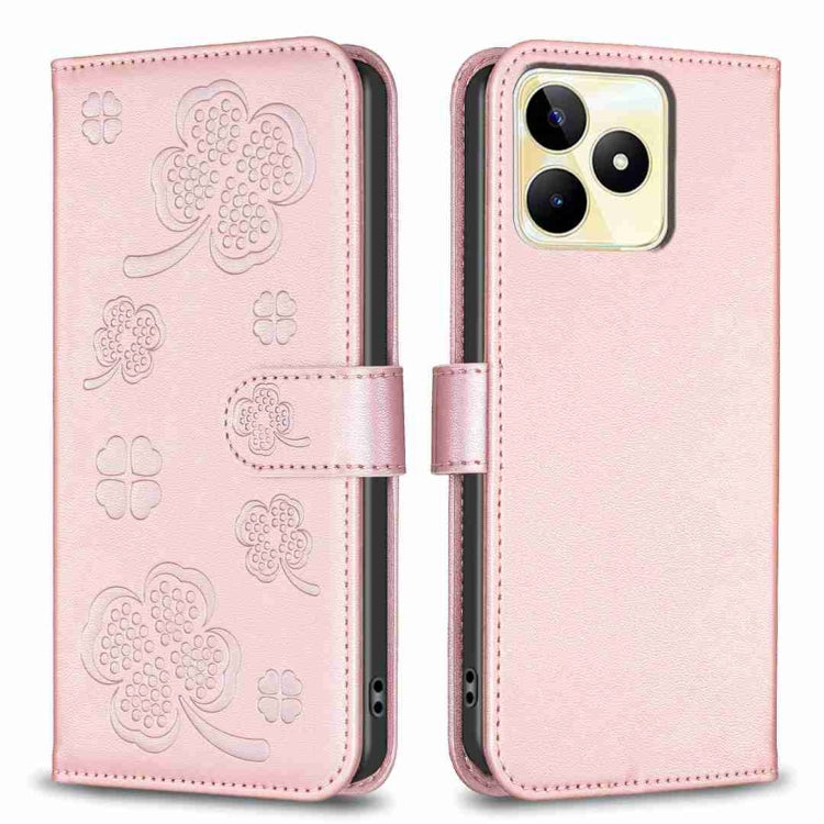 Four-leaf Embossed Leather Phone Case, For Realme 16T 5G, For Realme C53, For Realme C55, For Realme C33, For Realme C35
