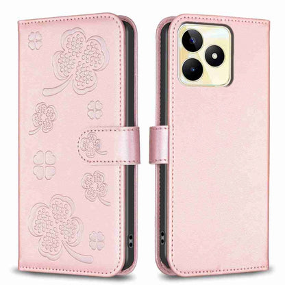 Four-leaf Embossed Leather Phone Case, For Realme 16T 5G, For Realme C53, For Realme C55, For Realme C33, For Realme C35