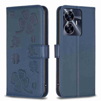Four-leaf Embossed Leather Phone Case, For Realme 16T 5G, For Realme C53, For Realme C55, For Realme C33, For Realme C35