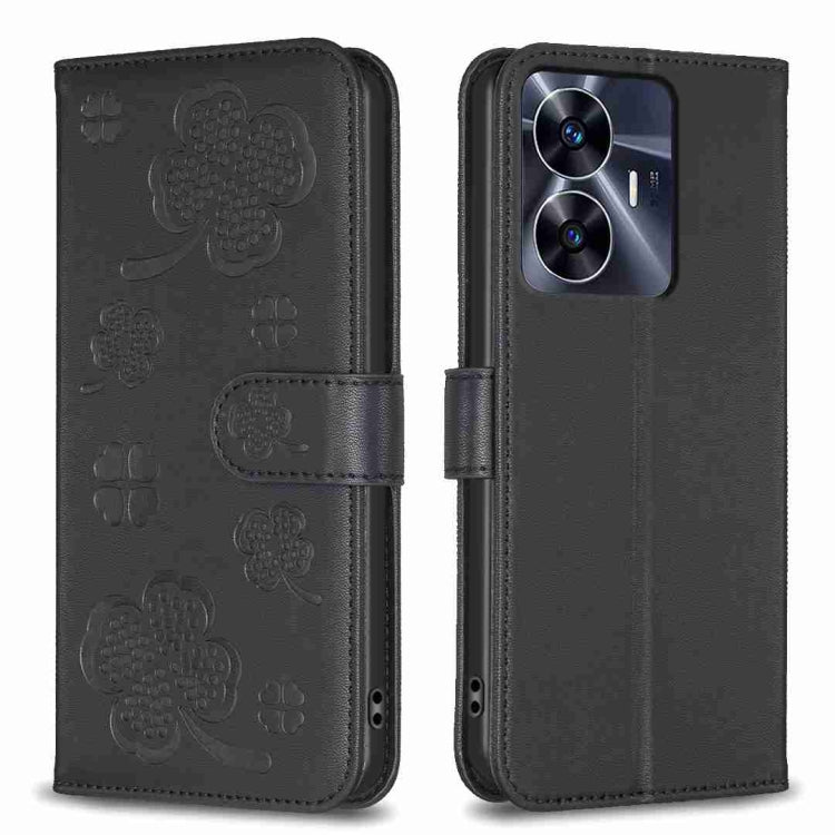 Four-leaf Embossed Leather Phone Case, For Realme 16T 5G, For Realme C53, For Realme C55, For Realme C33, For Realme C35