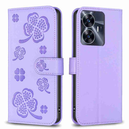 Four-leaf Embossed Leather Phone Case, For Realme 16T 5G, For Realme C53, For Realme C55, For Realme C33, For Realme C35