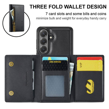 DG.MING M5 Series Zip RFID Multi Card Detachable Leather Phone Case, For Galaxy S26+ 5G, For Galaxy S26 Ultra 5G, For Galaxy S26 5G, For Samsung Galaxy S25 FE 5G, For Samsung Galaxy S25 Edge 5G, For Galaxy S25 5G, For Galaxy S25+ 5G                    ...