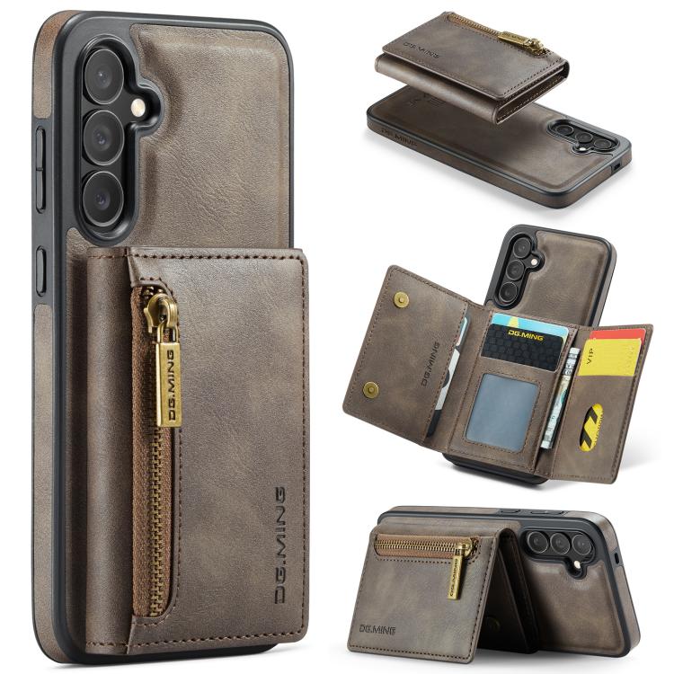 DG.MING M5 Series Zip RFID Multi Card Detachable Leather Phone Case, For Galaxy S26+ 5G, For Galaxy S26 Ultra 5G, For Galaxy S26 5G, For Samsung Galaxy S25 FE 5G, For Samsung Galaxy S25 Edge 5G, For Galaxy S25 5G, For Galaxy S25+ 5G                    ...