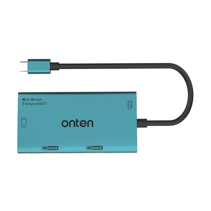Onten M206 4K 60Hz 4 in 1 Type-C to Dual HDMI + VGA + 3.5mm Video Converter Adapter, M206