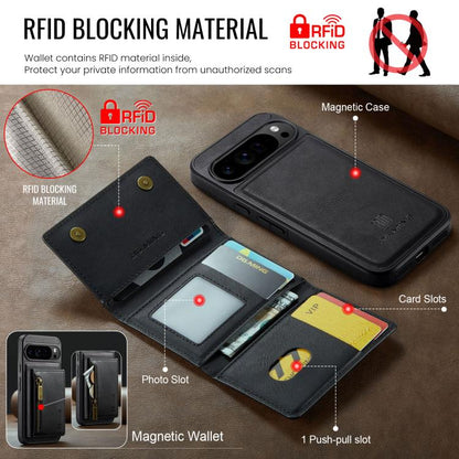 DG.MING M5 Series Zip RFID Multi Card Detachable Leather Phone Case, For Google Pixel 10 Pro XL, For Google Pixel 10 / Pixel 10 Pro, For Google Pixel 9 Pro XL, For Google Pixel 9 / 9 Pro, For Google Pixel 8 Pro, For Google Pixel 8