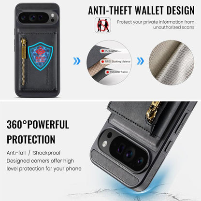 DG.MING M5 Series Zip RFID Multi Card Detachable Leather Phone Case, For Google Pixel 10 Pro XL, For Google Pixel 10 / Pixel 10 Pro, For Google Pixel 9 Pro XL, For Google Pixel 9 / 9 Pro, For Google Pixel 8 Pro, For Google Pixel 8