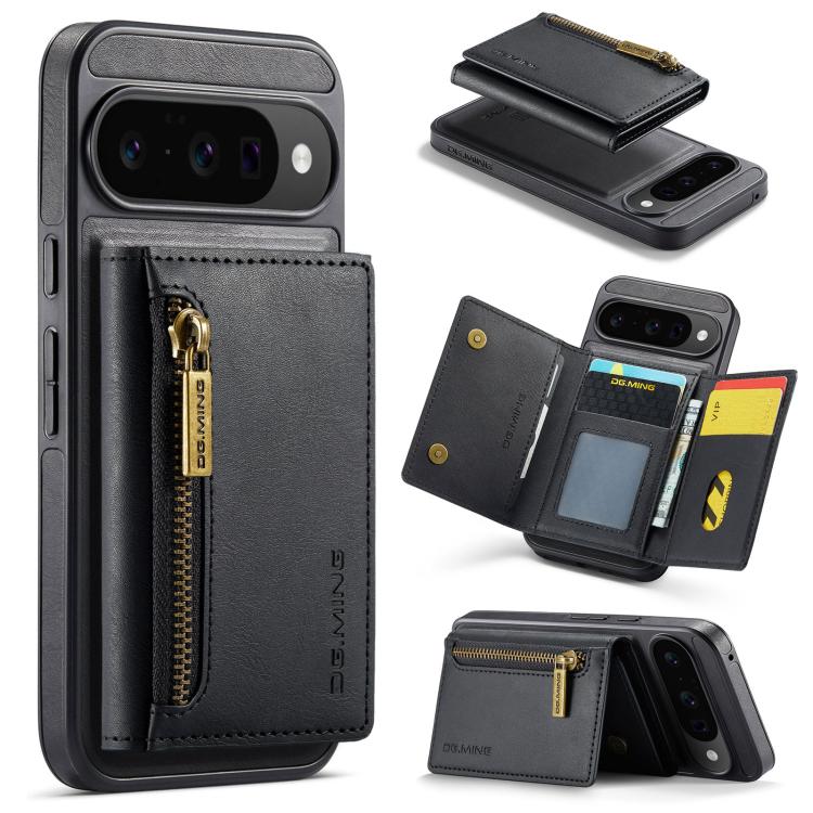 DG.MING M5 Series Zip RFID Multi Card Detachable Leather Phone Case, For Google Pixel 10 Pro XL, For Google Pixel 10 / Pixel 10 Pro, For Google Pixel 9 Pro XL, For Google Pixel 9 / 9 Pro, For Google Pixel 8 Pro, For Google Pixel 8
