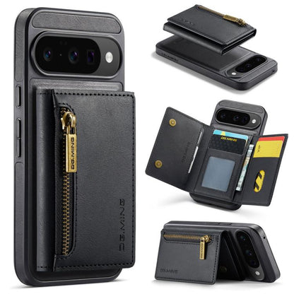 DG.MING M5 Series Zip RFID Multi Card Detachable Leather Phone Case, For Google Pixel 10 Pro XL, For Google Pixel 10 / Pixel 10 Pro, For Google Pixel 9 Pro XL, For Google Pixel 9 / 9 Pro, For Google Pixel 8 Pro, For Google Pixel 8