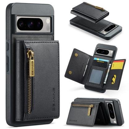 DG.MING M5 Series Zip RFID Multi Card Detachable Leather Phone Case, For Google Pixel 10 Pro XL, For Google Pixel 10 / Pixel 10 Pro, For Google Pixel 9 Pro XL, For Google Pixel 9 / 9 Pro, For Google Pixel 8 Pro, For Google Pixel 8
