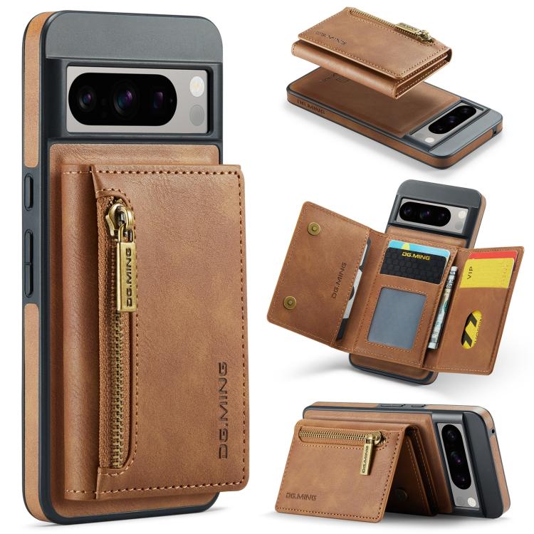 DG.MING M5 Series Zip RFID Multi Card Detachable Leather Phone Case, For Google Pixel 10 Pro XL, For Google Pixel 10 / Pixel 10 Pro, For Google Pixel 9 Pro XL, For Google Pixel 9 / 9 Pro, For Google Pixel 8 Pro, For Google Pixel 8