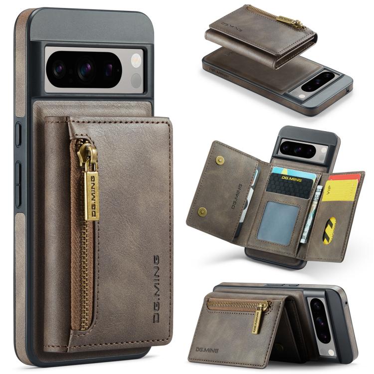 DG.MING M5 Series Zip RFID Multi Card Detachable Leather Phone Case, For Google Pixel 10 Pro XL, For Google Pixel 10 / Pixel 10 Pro, For Google Pixel 9 Pro XL, For Google Pixel 9 / 9 Pro, For Google Pixel 8 Pro, For Google Pixel 8