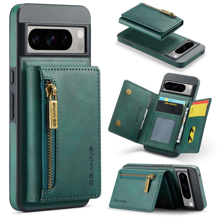 DG.MING M5 Series Zip RFID Multi Card Detachable Leather Phone Case, For Google Pixel 10 Pro XL, For Google Pixel 10 / Pixel 10 Pro, For Google Pixel 9 Pro XL, For Google Pixel 9 / 9 Pro, For Google Pixel 8 Pro, For Google Pixel 8