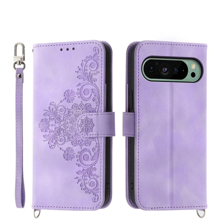 Skin Feel Flowers Embossed Wallet Leather Phone Case, For Google Pixel 11 Pro XL, For Google Pixel 11 / Pixel 11 Pro, For Google Pixel 10a, For Google Pixel 9a, For Google Pixel 9 Pro, For Google Pixel 9, For Google Pixel 8a