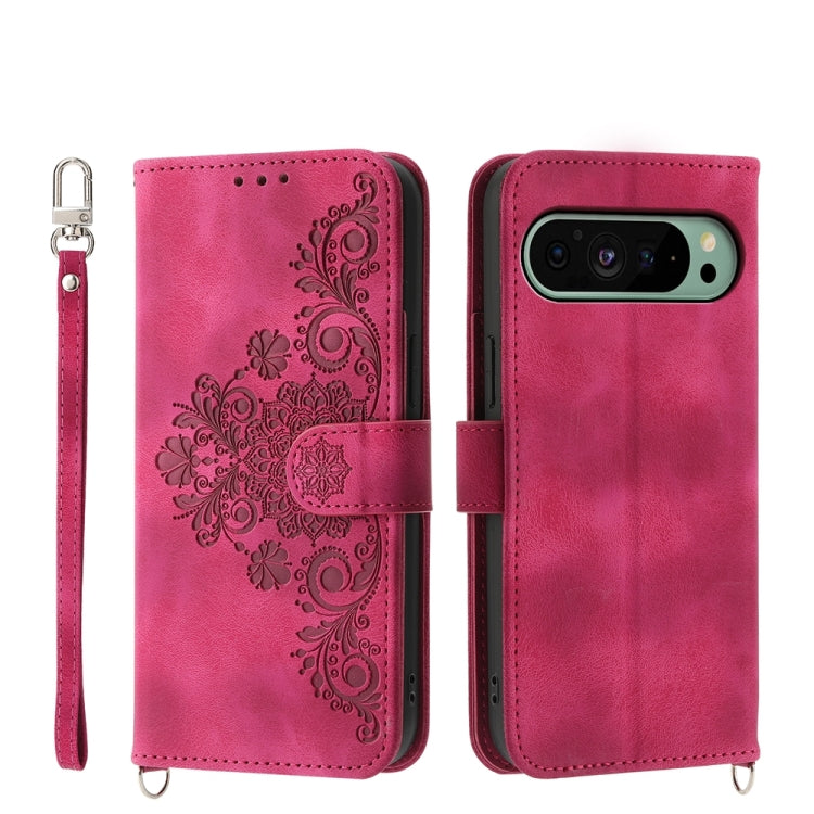 Skin Feel Flowers Embossed Wallet Leather Phone Case, For Google Pixel 11 Pro XL, For Google Pixel 11 / Pixel 11 Pro, For Google Pixel 10a, For Google Pixel 9a, For Google Pixel 9 Pro, For Google Pixel 9, For Google Pixel 8a