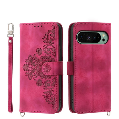 Skin Feel Flowers Embossed Wallet Leather Phone Case, For Google Pixel 11 Pro XL, For Google Pixel 11 / Pixel 11 Pro, For Google Pixel 10a, For Google Pixel 9a, For Google Pixel 9 Pro, For Google Pixel 9, For Google Pixel 8a