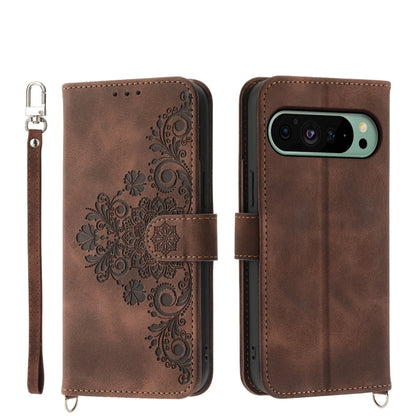Skin Feel Flowers Embossed Wallet Leather Phone Case, For Google Pixel 11 Pro XL, For Google Pixel 11 / Pixel 11 Pro, For Google Pixel 10a, For Google Pixel 9a, For Google Pixel 9 Pro, For Google Pixel 9, For Google Pixel 8a