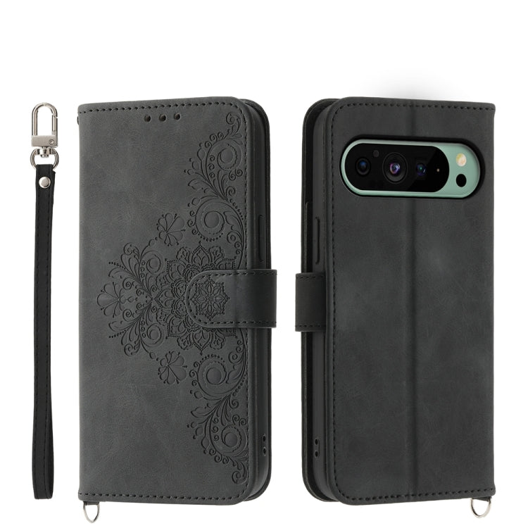 Skin Feel Flowers Embossed Wallet Leather Phone Case, For Google Pixel 11 Pro XL, For Google Pixel 11 / Pixel 11 Pro, For Google Pixel 10a, For Google Pixel 9a, For Google Pixel 9 Pro, For Google Pixel 9, For Google Pixel 8a