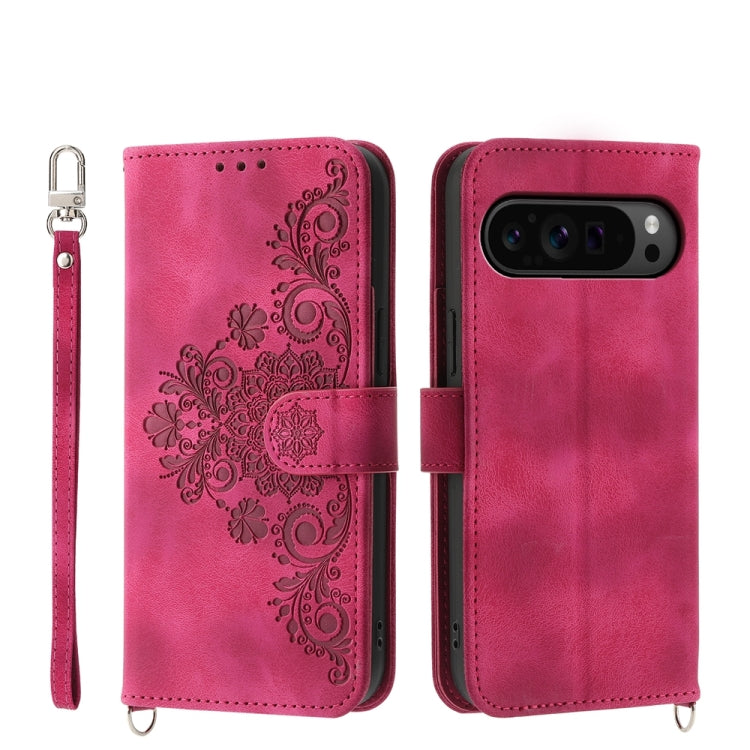 Skin Feel Flowers Embossed Wallet Leather Phone Case, For Google Pixel 11 Pro XL, For Google Pixel 11 / Pixel 11 Pro, For Google Pixel 10a, For Google Pixel 9a, For Google Pixel 9 Pro, For Google Pixel 9, For Google Pixel 8a
