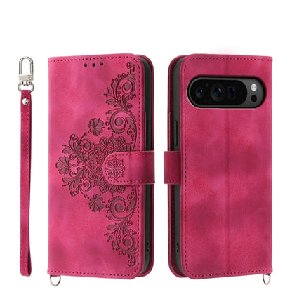 Skin Feel Flowers Embossed Wallet Leather Phone Case, For Google Pixel 11 Pro XL, For Google Pixel 11 / Pixel 11 Pro, For Google Pixel 10a, For Google Pixel 9a, For Google Pixel 9 Pro, For Google Pixel 9, For Google Pixel 8a