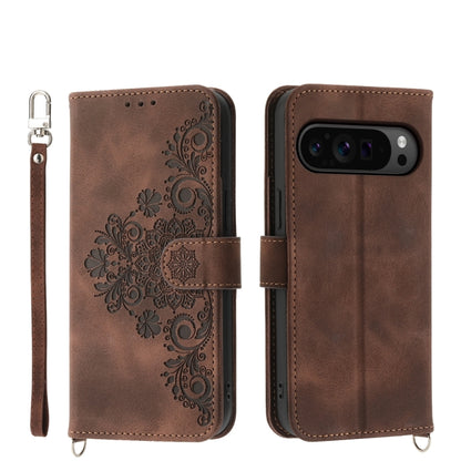 Skin Feel Flowers Embossed Wallet Leather Phone Case, For Google Pixel 11 Pro XL, For Google Pixel 11 / Pixel 11 Pro, For Google Pixel 10a, For Google Pixel 9a, For Google Pixel 9 Pro, For Google Pixel 9, For Google Pixel 8a