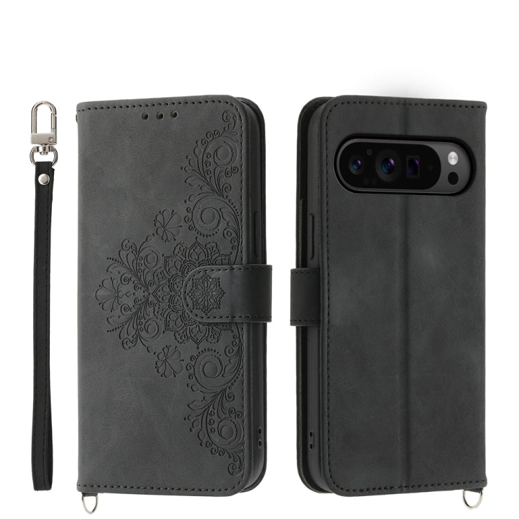 Skin Feel Flowers Embossed Wallet Leather Phone Case, For Google Pixel 11 Pro XL, For Google Pixel 11 / Pixel 11 Pro, For Google Pixel 10a, For Google Pixel 9a, For Google Pixel 9 Pro, For Google Pixel 9, For Google Pixel 8a