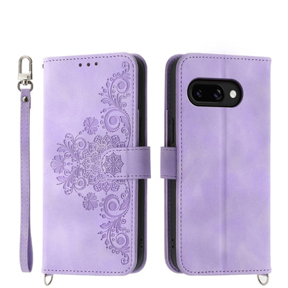 Skin Feel Flowers Embossed Wallet Leather Phone Case, For Google Pixel 11 Pro XL, For Google Pixel 11 / Pixel 11 Pro, For Google Pixel 10a, For Google Pixel 9a, For Google Pixel 9 Pro, For Google Pixel 9, For Google Pixel 8a