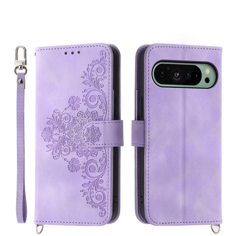 Skin Feel Flowers Embossed Wallet Leather Phone Case, For Google Pixel 11 Pro XL, For Google Pixel 11 / Pixel 11 Pro, For Google Pixel 10a, For Google Pixel 9a, For Google Pixel 9 Pro, For Google Pixel 9, For Google Pixel 8a